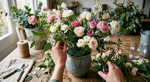 Arranging flowers