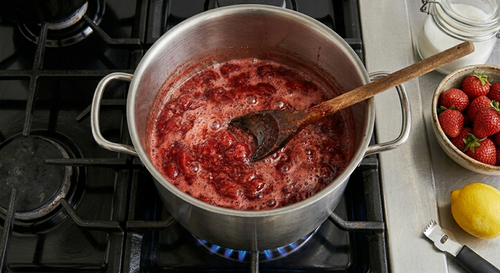 Making strawberry jam